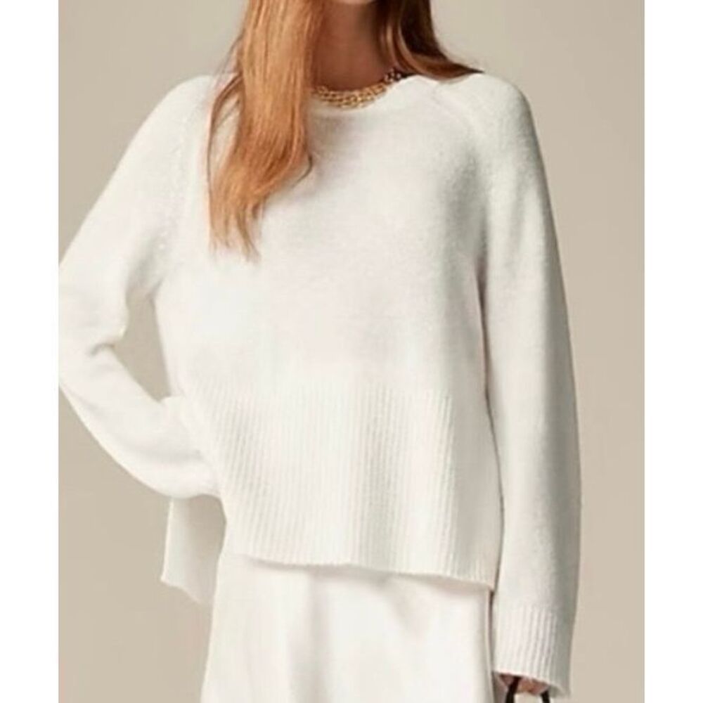 J.Crew High Ribbed Wool Blend Ivory Sweater Size M